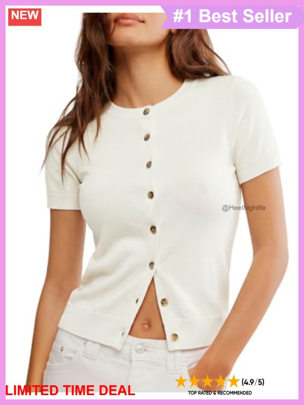 Cashmere Blend Short Sleeve Button Up Cropped Cardigan Knit Summer Sweater